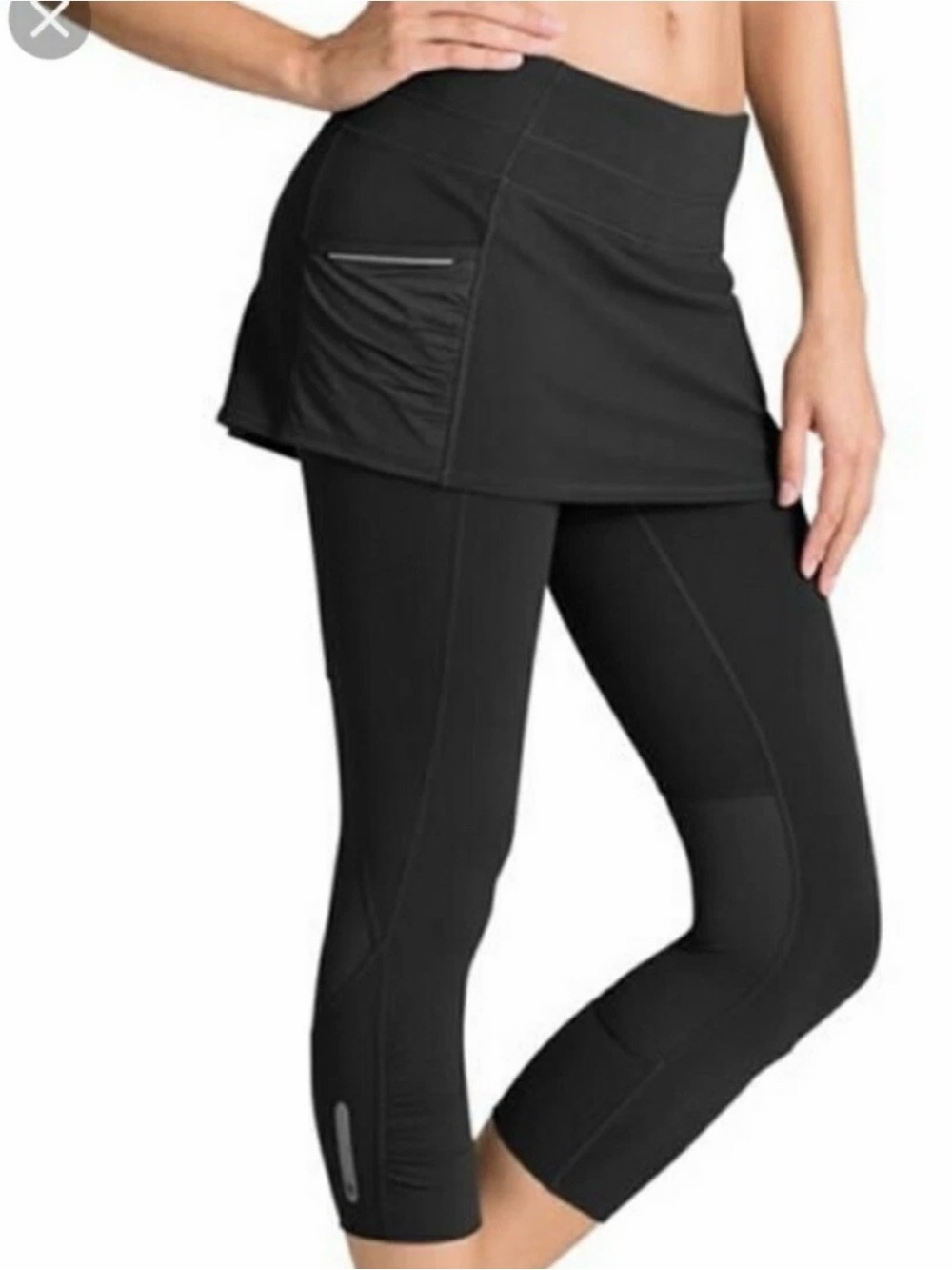ATHLETA gray 2 In 1 Contender Skirt Capri Leggings Reflective Running Large - Picture 8 of 8